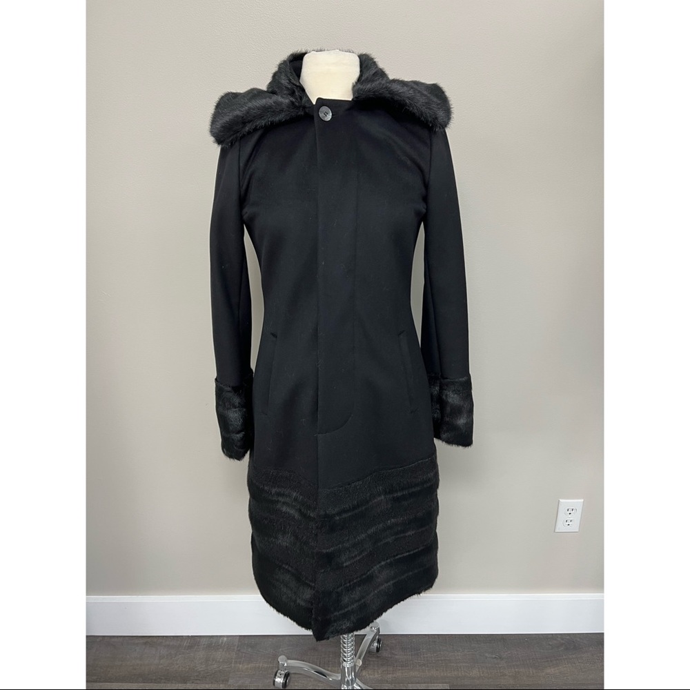 Malloni Black Fur Lined Coat